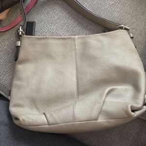 Coach Pebbled Leather Shoulder Bag in Taupe